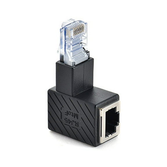90 Degree Rj45 Ethernet Adapter Male Female LAN Ethernet 8P8C Crystal Extension for Head for 5 / 6 /5e