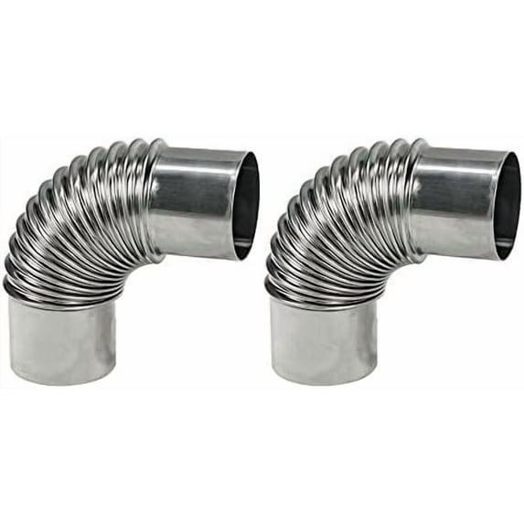 90 Degree Stove Pipe 2.36inch/6cm Stainless Steel Flue Extension 2 pcs Elbow Chimney for Outdoor Wood Stove