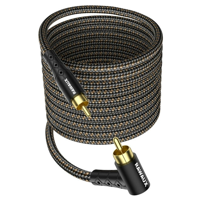 90 Degree Subwoofer RCA Audio Cable Stereo RCA to RCA 24K GoldPlated