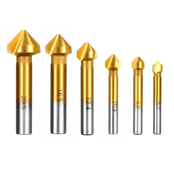 90-Degree Titanium Plating Countersunk Drill Wide Application, High-Speed Steel, Convenient Chip Removal, Gold Color