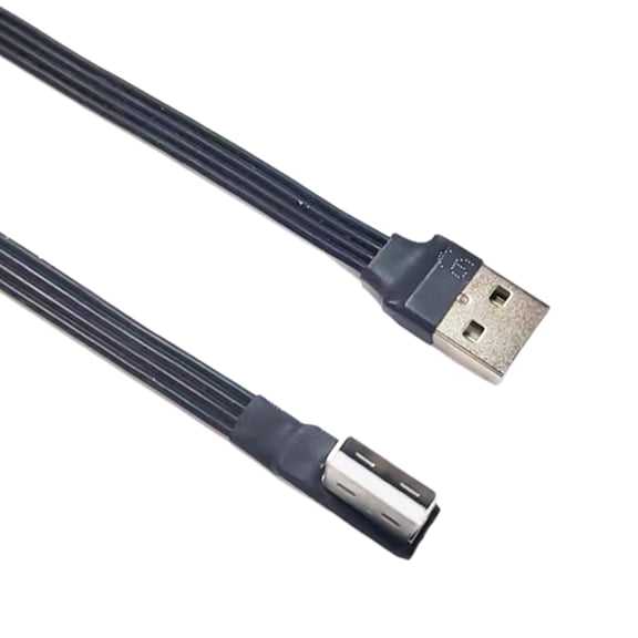 90 Degree USB 2.0 to USB 2.0 Cable Silicone Flat Wire Supports Fast Charging