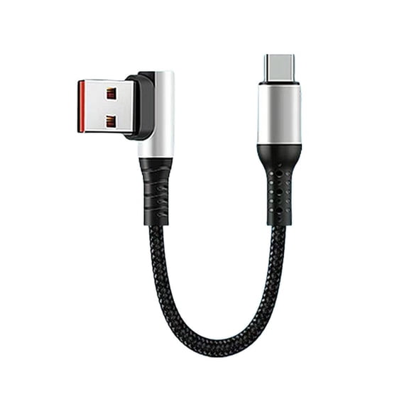 90 Degree USB C Cable, 2ft Braided Fast Charging Cord for Gaming, Power Banks - Black