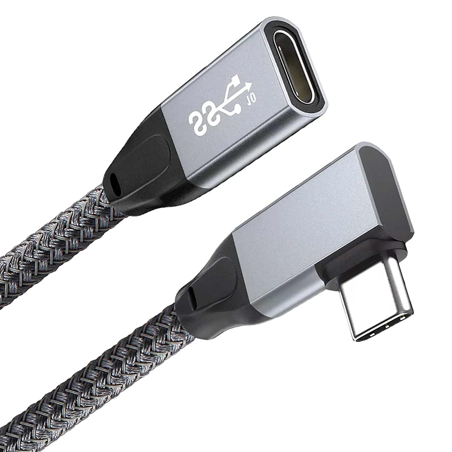 90 Degree USB C Extension Cable Short (1.6ft), Right Angle USB C 3.1