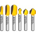 thumbnail image 1 of 90 Degree V Groove and Round Nose Router Bit Set, 1/4 Inch Shank Signmaking Router Bits, 3D CNC Lettering & Engraving Router Bit Kit, 1 of 6