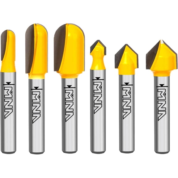 90 Degree V Groove and Round Nose Router Bit Set, 1/4 Inch Shank Signmaking Router Bits, 3D CNC Lettering & Engraving Router Bit Kit