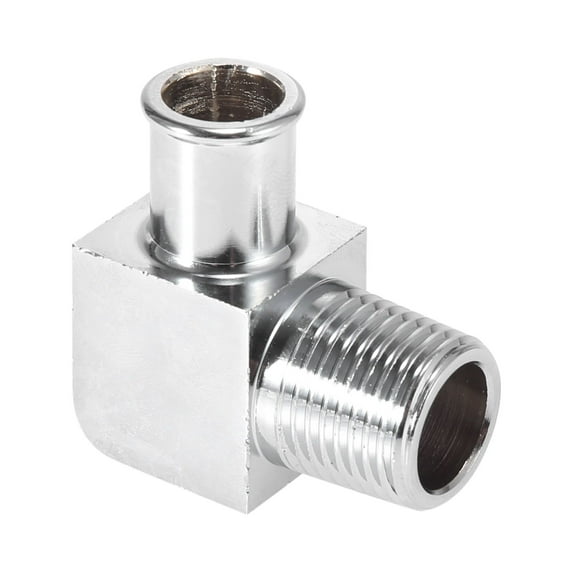 90 Degree Vehicle Heater Hose Connector Fitting Aluminum 1/2 Inch NPT to 7/10 Inch Hose Barb