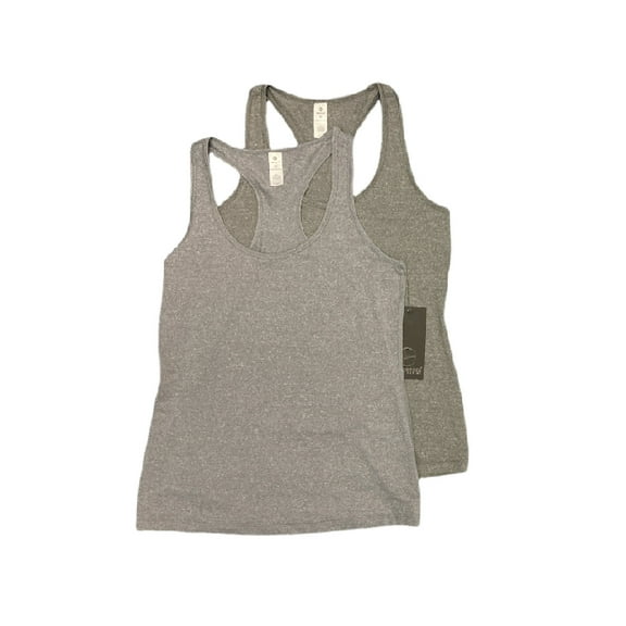 90 Degree Women's Racerback Athletic Moisture Wicking Tank Top Set, 2 Pack (Heather Grey/Heather Charcoal, S)