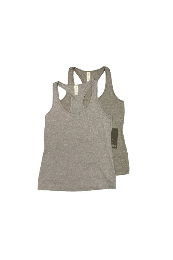 90 Degree Women's Racerback Athletic Moisture Wicking Tank Top Set, 2 Pack (Heather Grey/Heather Charcoal, S)