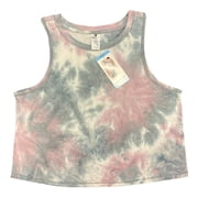 90 Degree by Reflex Womens Sporty Tie Dye Crop Muscle Tank Top Grey Purple, XXL