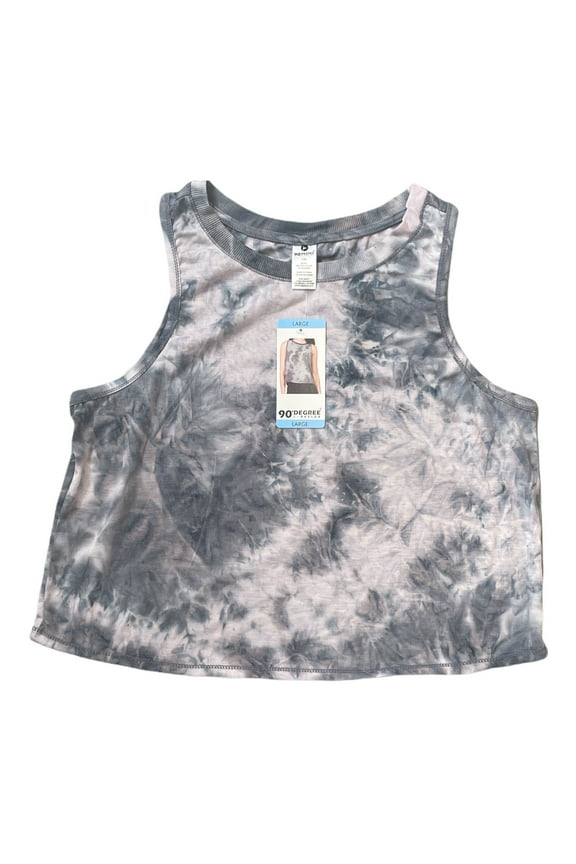 Women's Sporty Tie Dye Crop Muscle Tank Top (Mellow Pink, XL)