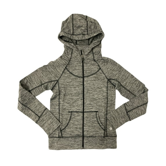 90 Degree by Reflex, Youth Girls, Brushed Inside V-Neck Hoodie Jacket (Charcoal, Small (7-8))