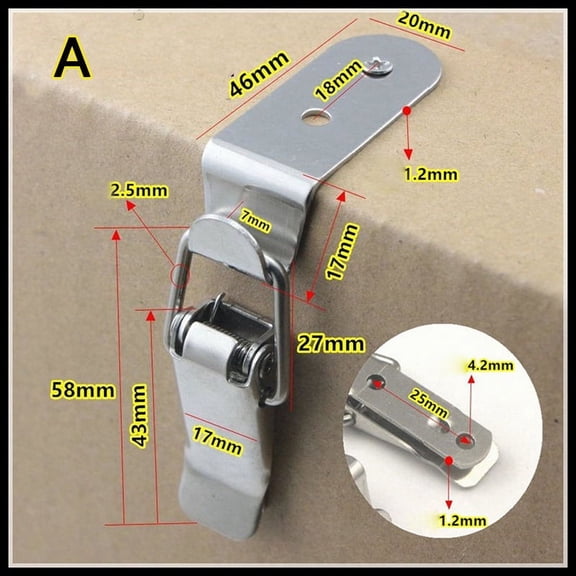 90 Degrees Duck-mouth Buckle Hook Lock Draw Toggle Latch Clamp Clip Silver Hasp Latch Catch Clasp