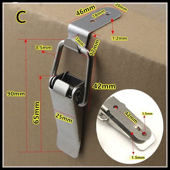 90 Degrees Duck-mouth Buckle Hook Lock  Draw Toggle Latch Clamp Clip Silver Hasp Latch Catch Clasp