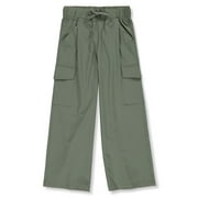 90 DEGREE BY REFLEX 90 Degrees Girls' Twill Wide Leg Cargo Pants Color: green Size: 7 - 8