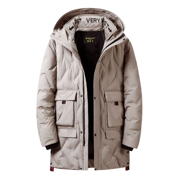 90% Duck Down Filling & Men's Winter Warm Coat Down Jacket Windproof Long Hooded Parka