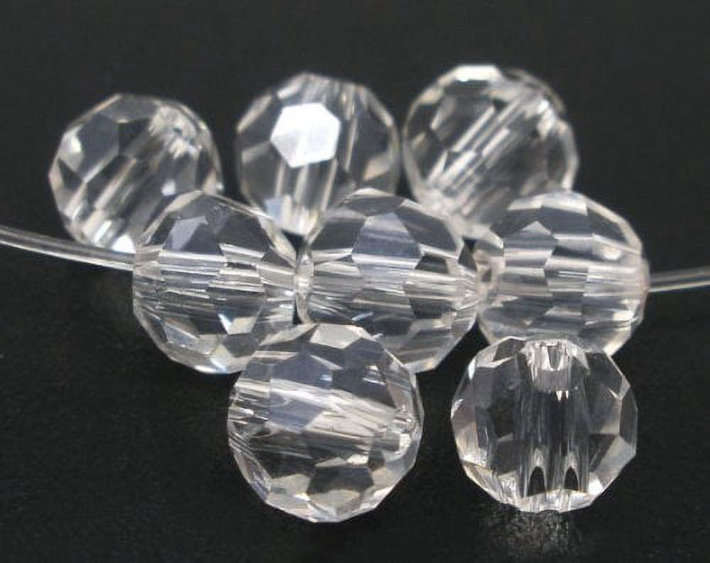 90 Faceted 6mm Machine Cut Round Glass, Loose Beads, Clear