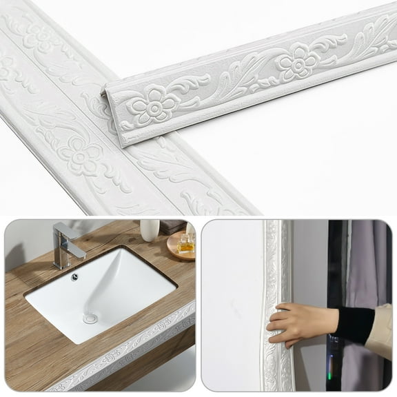 90'' Floral Foam Wallpaper Border, DISEN Self Adhesive 3D PVC Waterproof Wall Lines Sticker