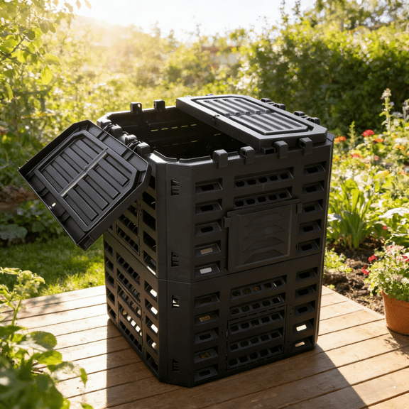 90 Gallon Large Outdoor Compost Bin Tumbling Composter with Dual Access Doors & Ventilation Holes, Easy Assembly for Backyard Garden Kitchen Waste, Leaf, Yard Clippings, Fast Organic Soil Maker
