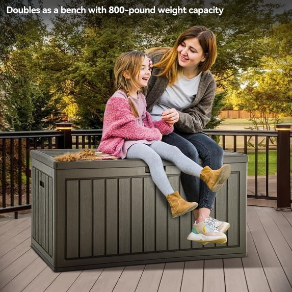 90 Gallon Large Patio Deck Box with Side Handles Outdoor Double-Wall Storage box