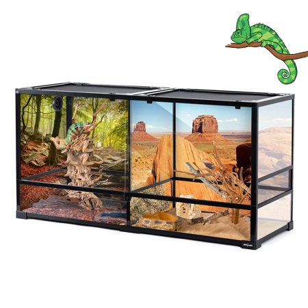 90 Gallon Tempered Glass Terrarium with Divider for Reptiles, Easy Assembly