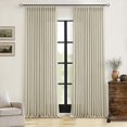 thumbnail image 1 of 90 Inch Linen Pinch Pleated Curtains 2 Panels for Living Room Bedroom Memory Training Shaped Semi Sheer Beige Light Tan Pinch Pleat Drapes with Hooks Rings Light Filtering Window Curtain 40x90, 1 of 8