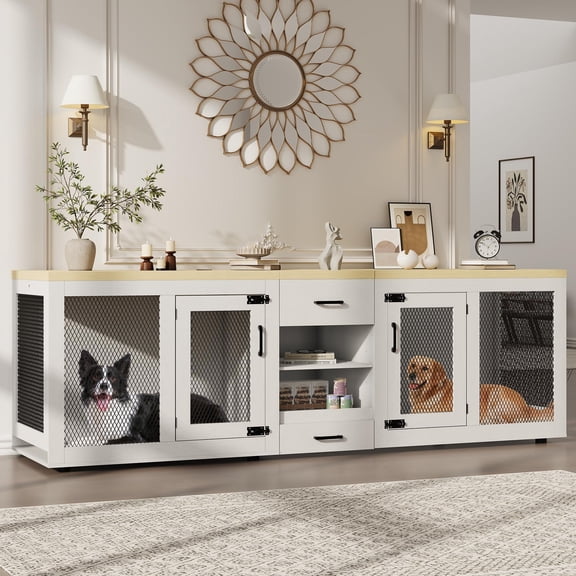 90 Inch Oversized Double Dog Crate Furniture