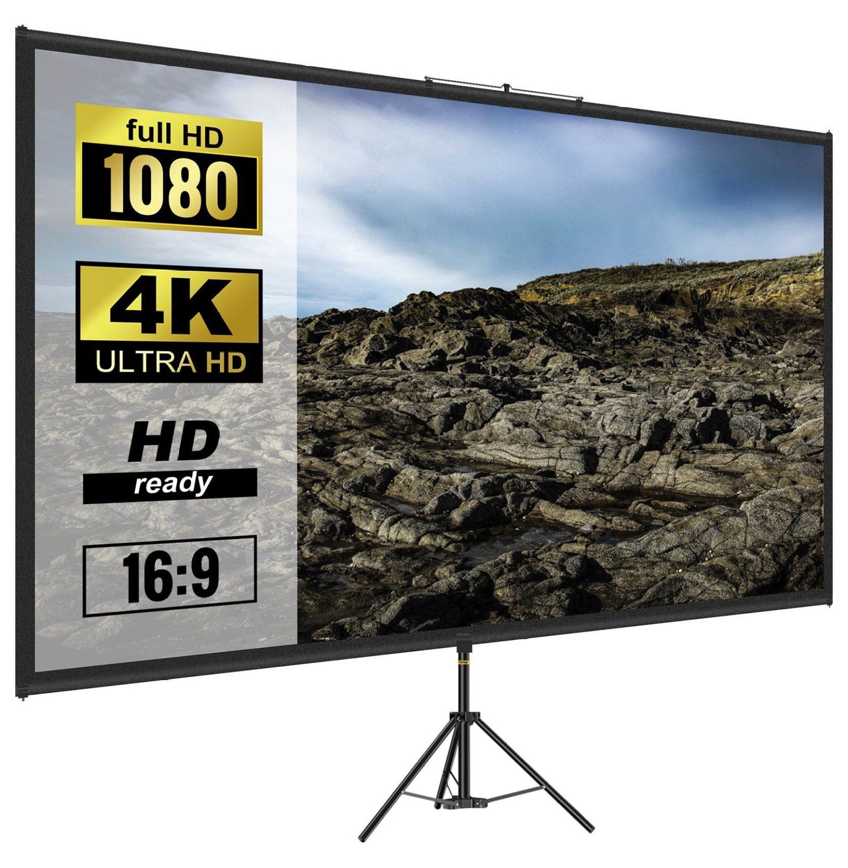 90 Inch Projector Screen with Stand, 4K HD Portable Projection Screen ...