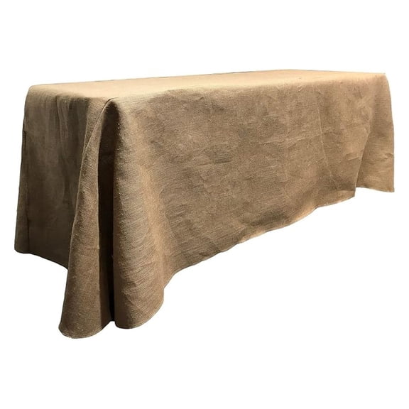 90-Inch x 132-Inch Natural Brown Burlap Jute Rustic Rectangle Tablecloth Country Chic Wedding Party Home Table Linens