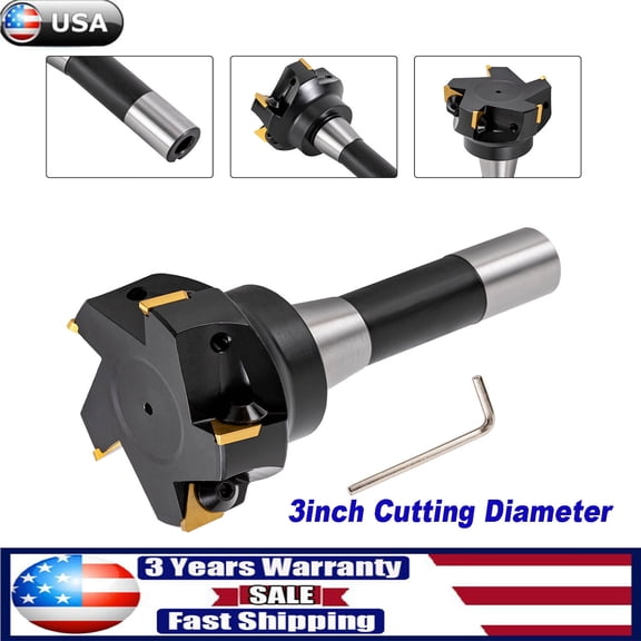 90 Indexable End Mill 3" Cutting Depth R8 Shank Milling Cutter Blade TPCN32PDTR