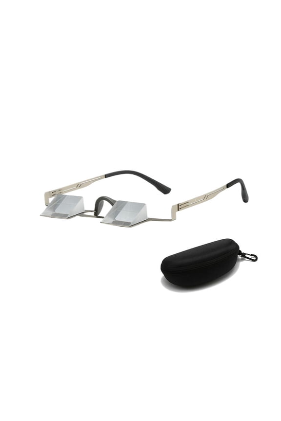 90 Inverted Prism Glasses Lazy Glasses for Outdoor Rock Climbing & Lying Down Reading Watching Tv on Sofa/bed, Hd Upside Down Optical Refractive Goggles Correction Lens Lightweight Metal Frame