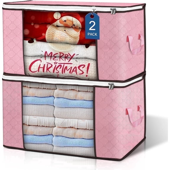 HEETLY 90L Extra Large Storage Bags with Clear Window, Upgraded Reinforced Zippered Storage Totes with Handles for Comforters Blankets Bedding Clothes