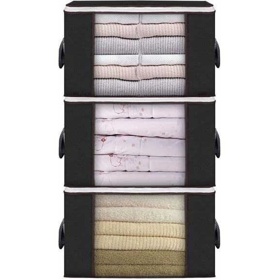 HEETLY 90L Extra Large Storage Bags with Clear Window, Upgraded Reinforced Zippered Storage Totes with Handles for Comforters Blankets Bedding Clothes