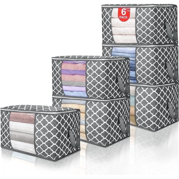 HEETLY 90L Extra Large Storage Bags with Clear Window, Upgraded Reinforced Zippered Storage Totes with Handles for Comforters Blankets Bedding Clothes