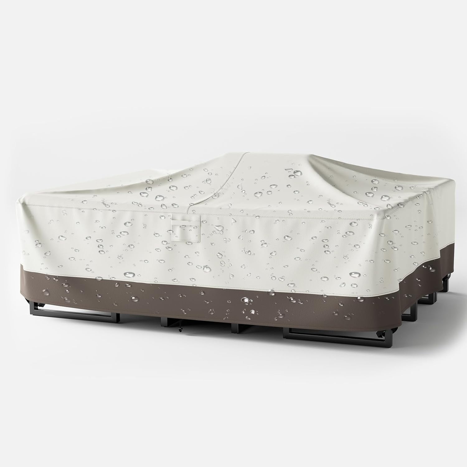 90" L x 68" W x 28" H Patio Furniture Covers - Heavy Duty 600D Outdoor Furniture Covers Waterproof for Most 5 Peice Patio Furniture Set, Sectional Sofa and Dining Set - Beige