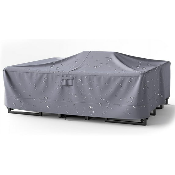 90" L x 68" W x 28" H Patio Furniture Covers - Heavy Duty 600D Outdoor Furniture Covers Waterproof for Most 5 Peice Patio Furniture Set, Sectional Sofa and Dining Set - Gray