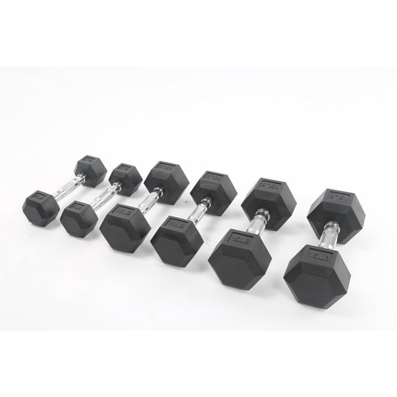 90 LBS Anti-roll Rubber Coated Hex Dumbbell Fitness Weight Set