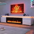 thumbnail image 1 of 90" LED TV Stand with 50" Fireplace for 98 100 inch TVs, Glossy Fireplace TV Stand Gaming Entertainment Center with Power Outlet for Modern Living Room, 1 of 10