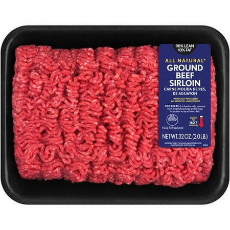 90% Lean/10% Fat, Ground Beef Sirloin Tray, 2lbs