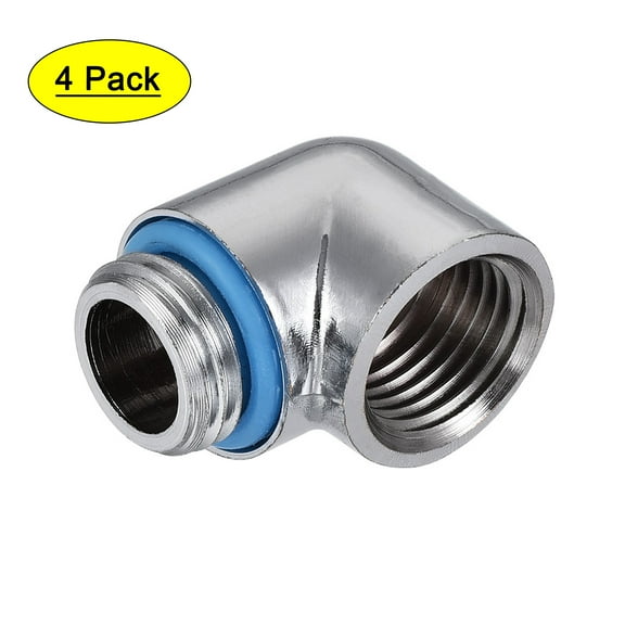90° Male to Female Extender Fitting G1/4 for Computer Water Cooling System Silver 4pcs