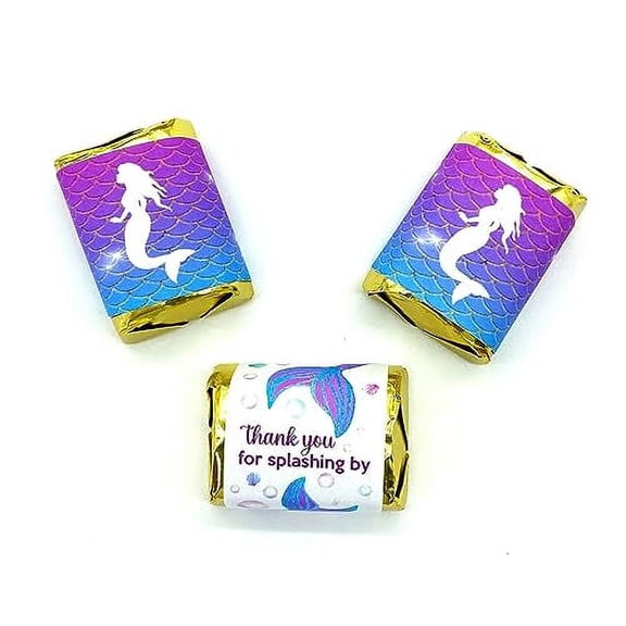 90 Mermaid Nuggets Labels, Chocolate Candy Wrapper Stickers, Great for Party Favors Birthday or Baby Shower Decorations Theme, Made in USA