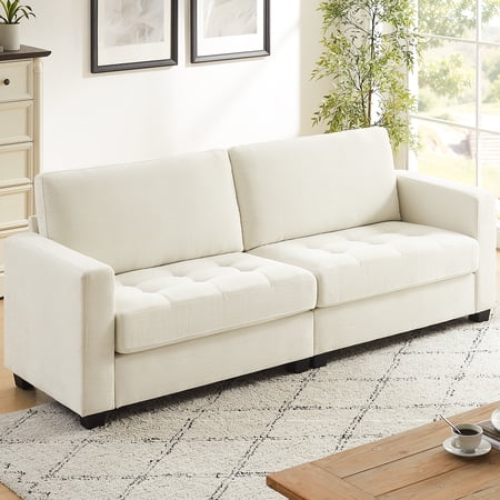 90" Modern Sofa Couches for Living Room, 3 Seater Sofa Tool-Free Setup, Comfy Chenille Couches with Extra Large Seat Width & Depth, Removable Cover