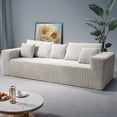 thumbnail image 1 of 90" No-Assembly Diamond Sofa for living Room, 3 Seater Couch with 30-inch Deep Seat, Soft Fleece Design with 2-Layer Sponge - Ready to Use Out of the Box, Beige, 1 of 8