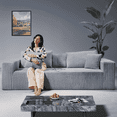 thumbnail image 1 of 90" No-Assembly Diamond Sofa for living Room, 3 Seater Couch with 30-inch Deep Seat, Soft Fleece Design with 2-Layer Sponge - Ready to Use Out of the Box, Gray, 1 of 9