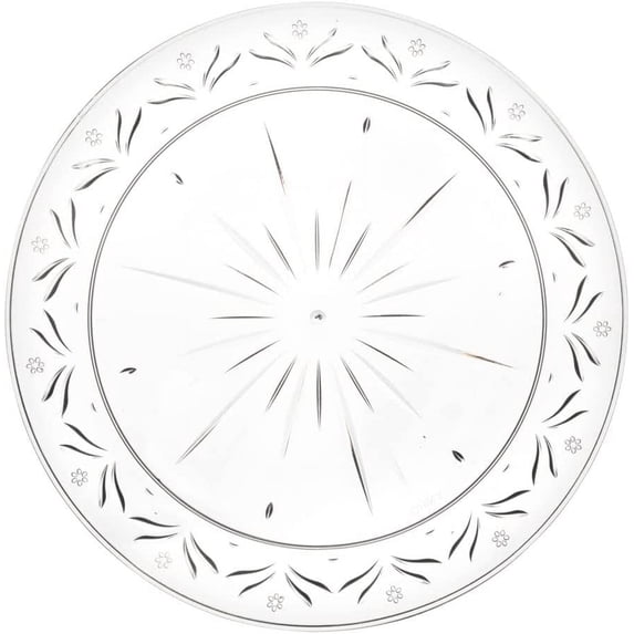 (90 PACK) EcoQuality 6" inch Round Clear Plastic Plates with Crystal Like Design - China Like Party Plates, Heavy Duty Small Disposable Dessert Plates, Salad Plate, Weddings, Serveware