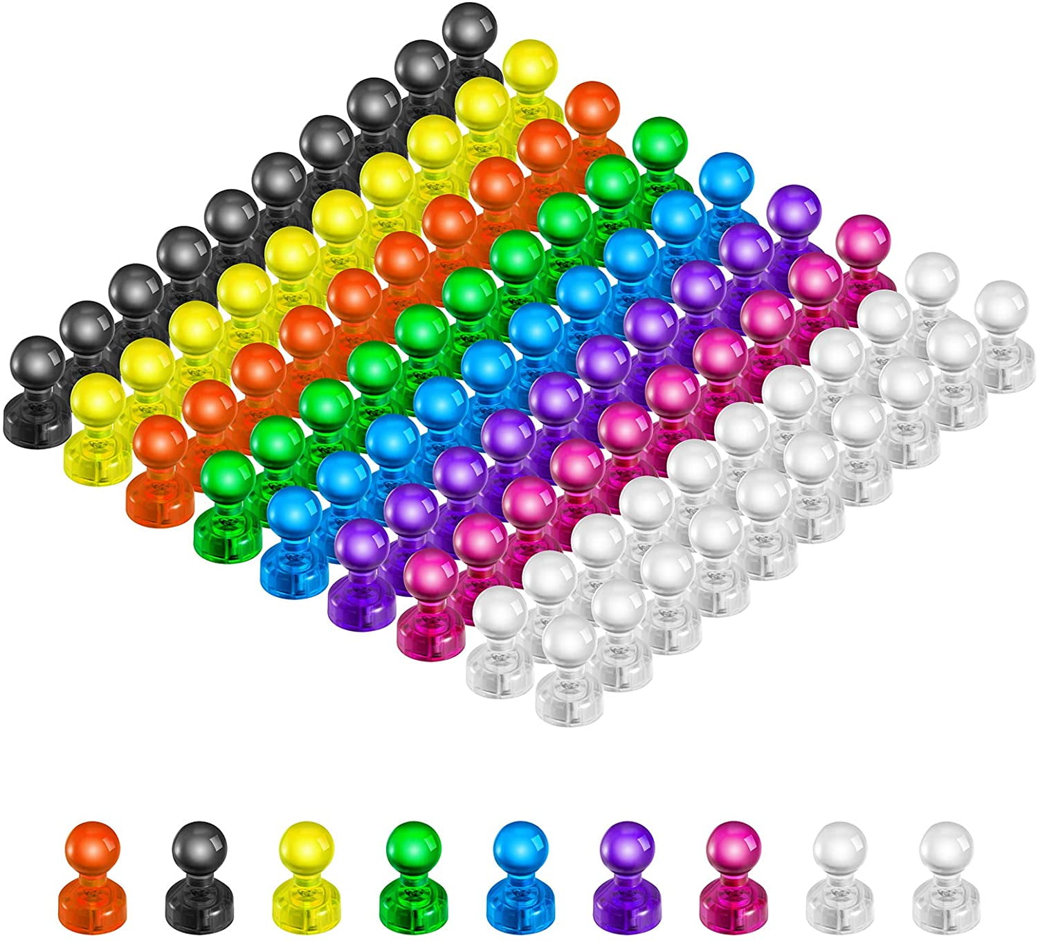 GIXUSIL 50 Colorful Push Pin Magnets | Strong Magnetic Push Pins | Perfect  to Use as Refrigerator Magnets, Whiteboard Magnets, Map Magnets, Calendar