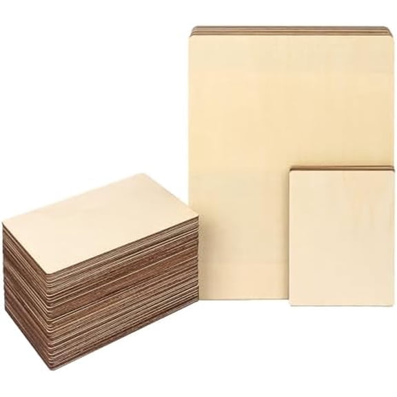 90 PCS Plywood Sheets for Crafts, (72 PCS)6 x 4 x 1/16 Inch and (18 PCS)12 x 8 x 1/16 Inch Versatile Blank Unfinished Basswood Sheets, Wood Boards for Crafts, Laser Cut Crafts, Model Making