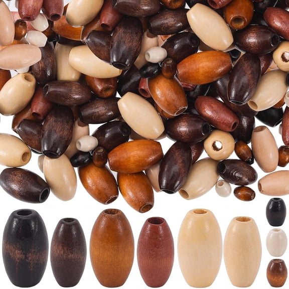 90 PCS Wooden Beads for Hair, Large Hole Natural Wood Bead, Colorful | Oval Hair Wooden Spacer Decoration for Necklace Bracelet DIY Crafts Accessories