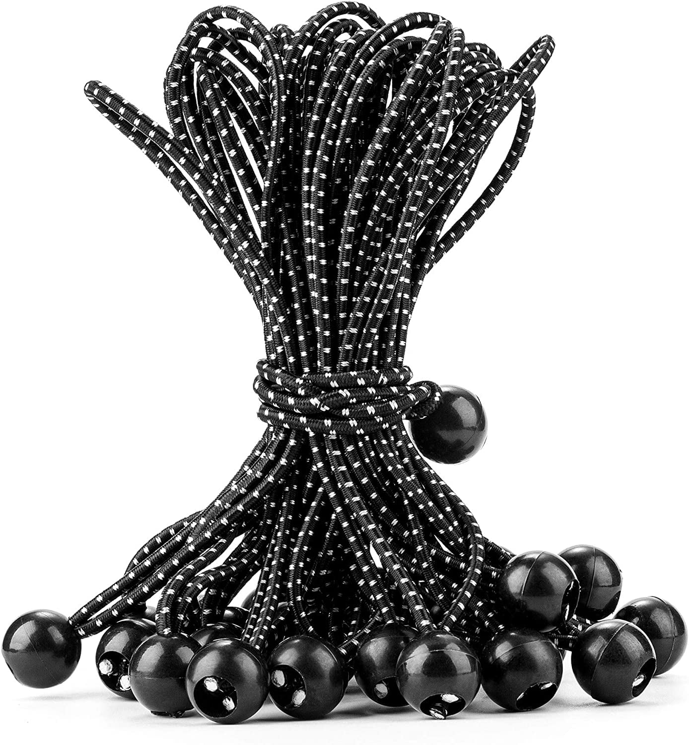 90 Pack 11 Inch Ball Bungee Cords Canopy Ties with Elastic String for Canopy, Tarp, Straps, Tent, Black