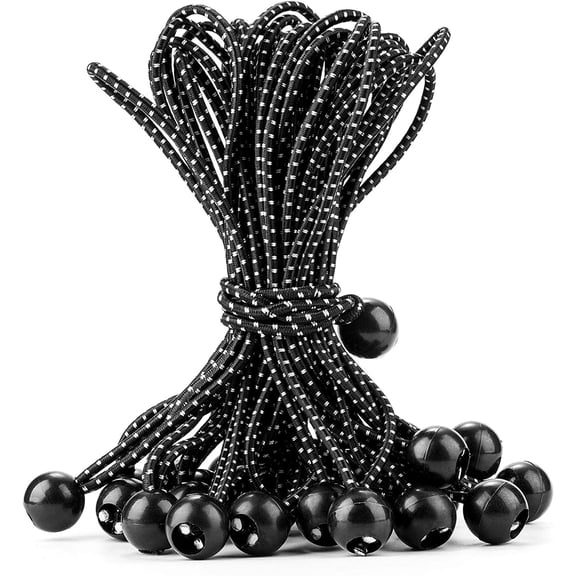 90 Pack 11 Inch Ball Bungee Cords Canopy Ties with Elastic String for Canopy, Tarp, Straps, Tent, Black