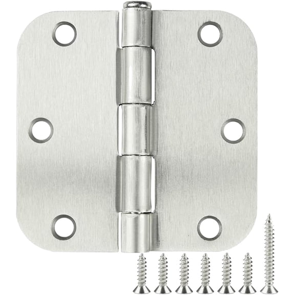 90 Pack Satin Nickel Door Hinges 3.5 x 3.5 Inch Interior 3 1/2 Inch Door Hinges for Doors Rounded 5/8" Radius Corners Flat Iron Hinge 3 ½"x 3 ½" Door Hardware Controls